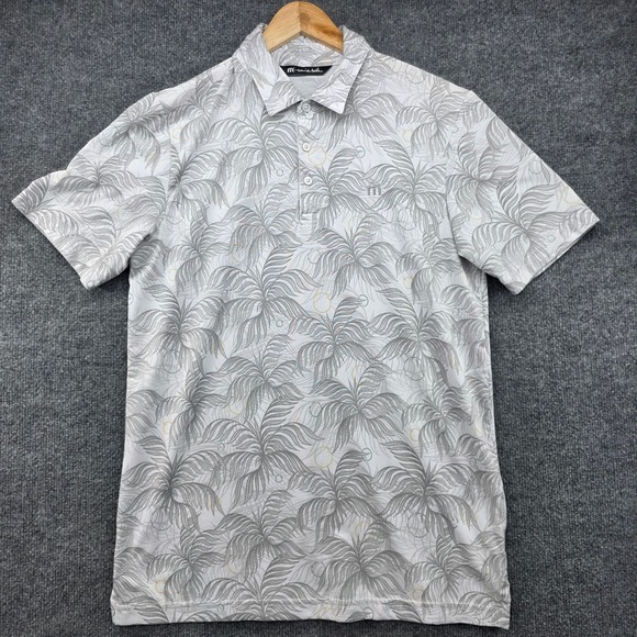 TravisMathew Other - TravisMathew Mens Palm Leaf Print Performance Polo Shirt White Grey Size M